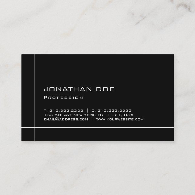 Minimalistic Black And White Cute Plain Tasteful Business Card (Front)