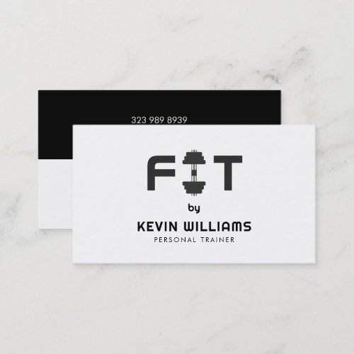Minimalistic Black and White Fitness Trainer Business Card