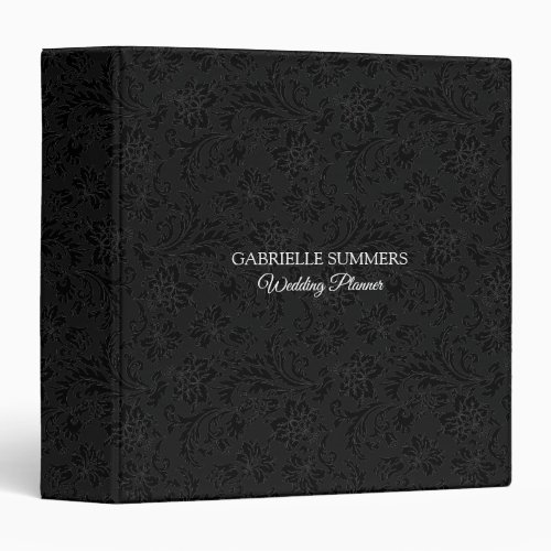 Minimalistic Black and White Floral Damasks 3 Ring Binder