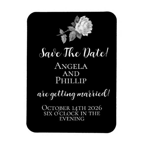 Minimalistic Black and White Save the Date Magnet