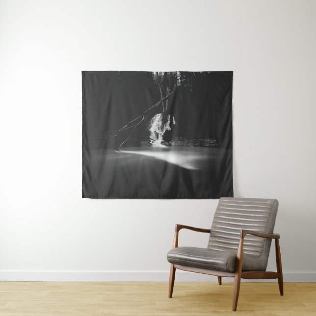 Minimalistic black and white waterfall tapestry (In Situ (Horizontal))