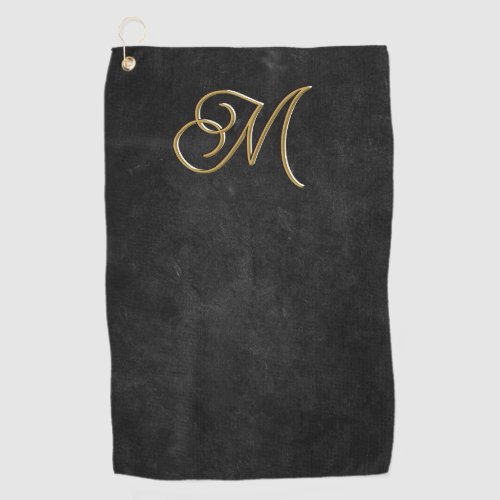  Minimalistic Black  Gold Vintage Luxury Monogram Golf Towel