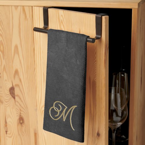  Minimalistic Black  Gold Vintage Luxury Monogram Kitchen Towel