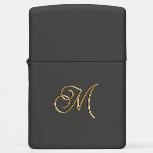  Minimalistic Black  Gold Vintage Luxury Monogram Zippo Lighter