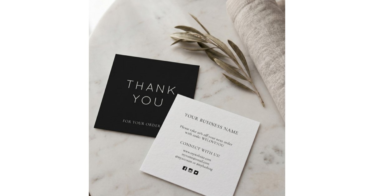 Minimalistic Black Small Business Thank You Card | Zazzle
