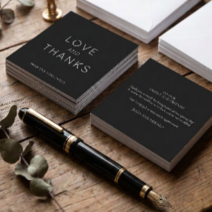 Minimalistic Black Wedding Thank You Square Note Card