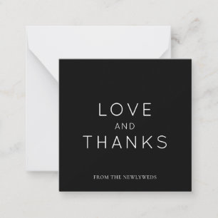Minimalistic Black Wedding Thank You Square Note Card