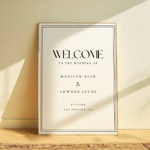Minimalistic Black & White Bold Wedding Welcome Poster