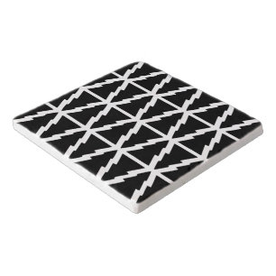 Minimalistic Black & White Christmas Tree Pattern Trivet