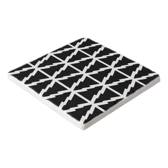 Minimalistic Black & White Christmas Tree Pattern Trivet (Corner)
