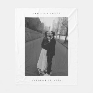 Minimalistic Black & White Couple Wedding Photo Fleece Blanket