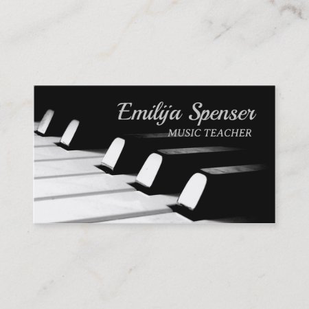 Minimalistic Black & White Piano Key Business Card