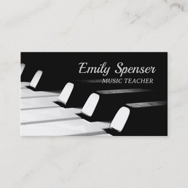 Minimalistic Black & White Piano Key Business Card (Front)