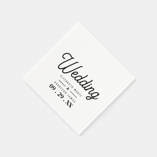 Minimalistic - Black & White - Wedding Napkins (Corner)