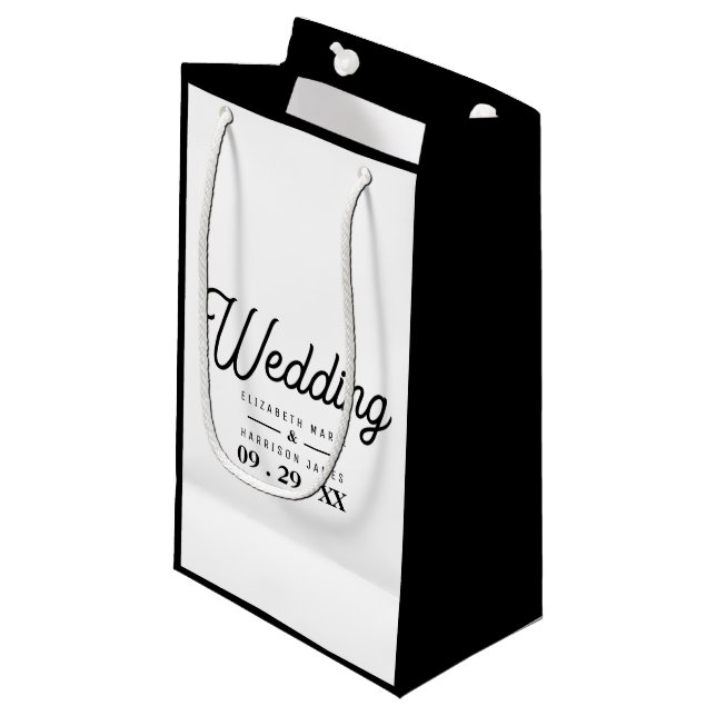 Minimalistic - Black & White - Wedding Small Gift Bag (Front Angled)