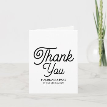 Minimalistic - Black & White - Wedding Thank You Card by StampedyStamp at Zazzle