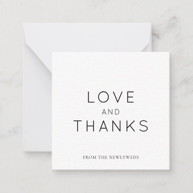 Minimalistic Black White Wedding Thank You Square Note Card (Front)