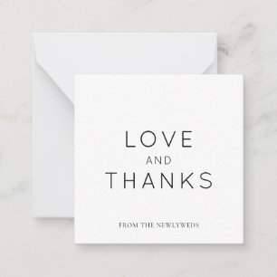 Minimalistic Black White Wedding Thank You Square Note Card