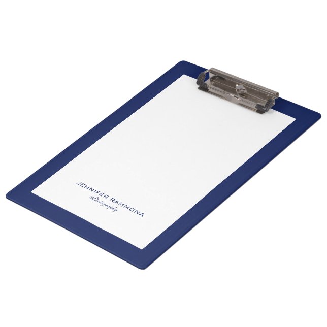 Minimalistic blue and white simple border clipboard (Angled)