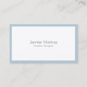 Minimalistic blue border white background business card