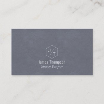 Minimalistic Blue Gray Monogram Business Card by artNimages at Zazzle