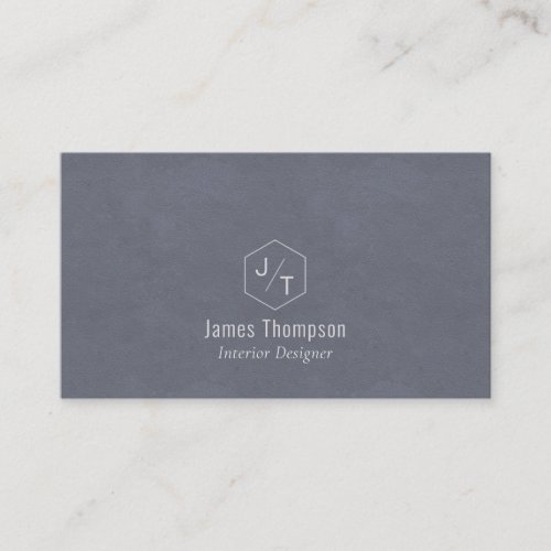 Minimalistic Blue Gray Monogram Business Card