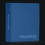 Minimalistic Blue Leather Text Custom Monogram 3 Mini Binder<br><div class="desc">Blue vintage leather texture image background,  minimalistic design with light blue tones typography.
Custom monogram.</div>