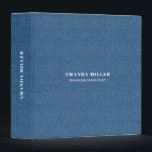 Minimalistic Blue Linen Texture Print 3 Ring Binder<br><div class="desc">Blue linen texture printed image with simple,  minimalistic design with customizable white typography.</div>