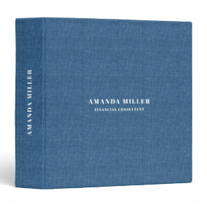 Minimalistic Blue Linen Texture Print 3 Ring Binder