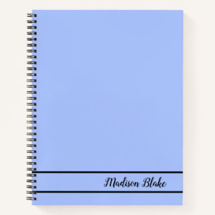 Minimalistic Blue Pastel Plain Customizable Name  Notebook