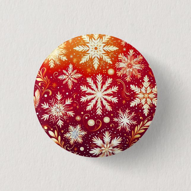 Minimalistic blue Snowflake magnet  Button (Front)