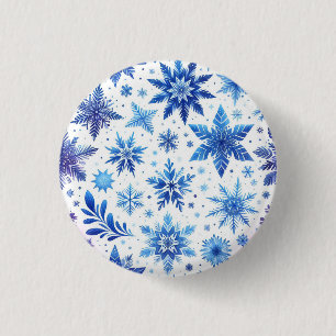 Minimalistic blue Snowflake magnet Button