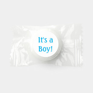 Minimalistic Blue Text on White "It's a Boy!" Life Saver® Mints