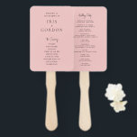 Minimalistic Blush Rose Custom Wedding Program Hand Fan<br><div class="desc">A simple rose set of wedding program fans can be personalized with the names of the bride and groom,  as well as information about the ceremony and wedding party.</div>