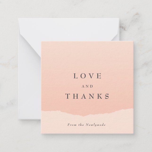 Minimalistic Blush Wedding Thank You Card (Front)