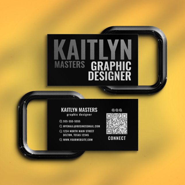 Minimalistic Bold Black White Typography Business Card (Creator Uploaded)