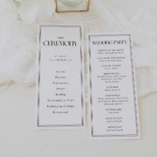 Minimalistic Bold Black & White Wedding Ceremony Program