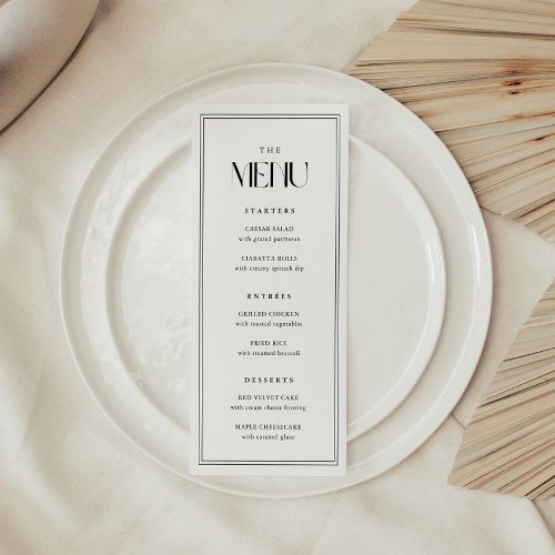 Minimalistic Bold Typography Black & White Wedding Menu