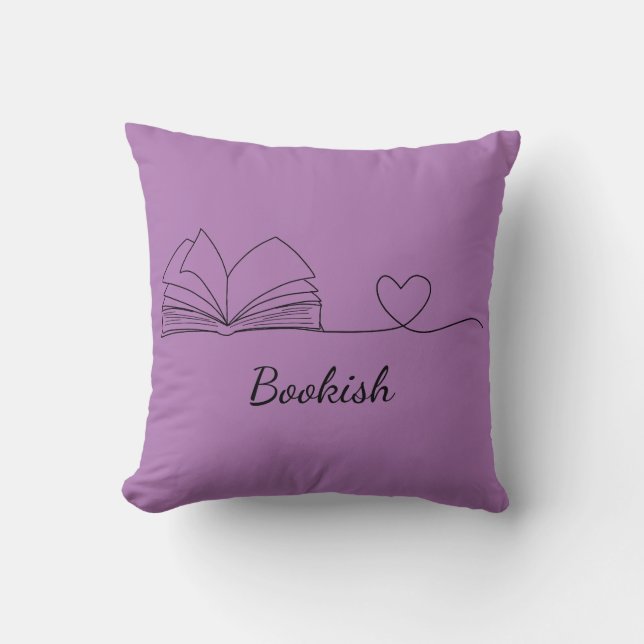 Minimalistic Book Lover Line Art,Throw Pillow (Front)
