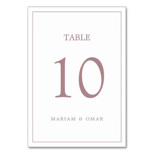 Minimalistic Border Rose Gold Wedding Table Number