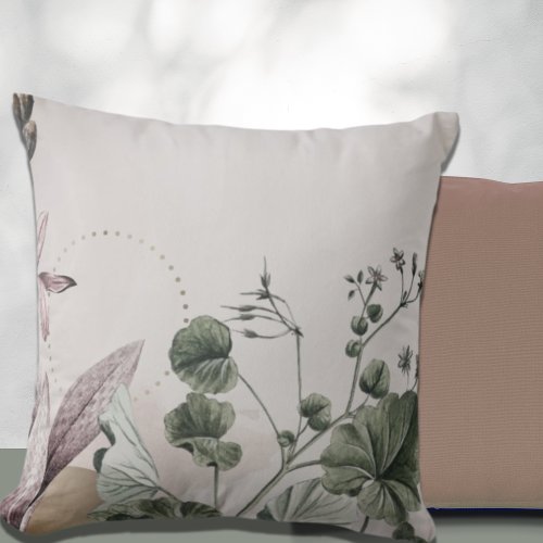 Minimalistic Botanical Print Throw Pillow