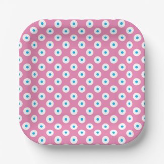 Minimalistic Bright Blue and White Dots on Pink
