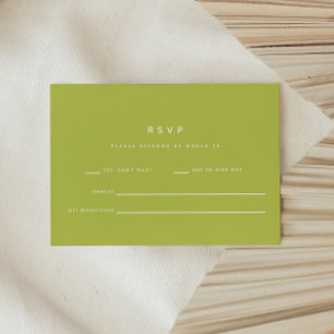 Minimalistic Bright Lime Green Wedding RSVP Card