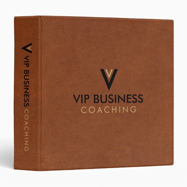 Minimalistic Brown Leather Texture 3 Ring Binder (Front/Spine)