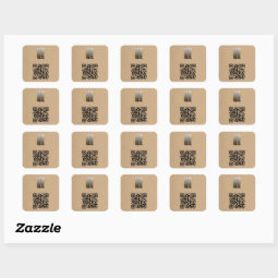 Minimalistic Brown QR Code With Business Logo Square Sticker | Zazzle