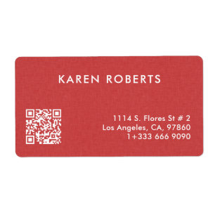 Minimalistic Burned Red Linen White Typography Label