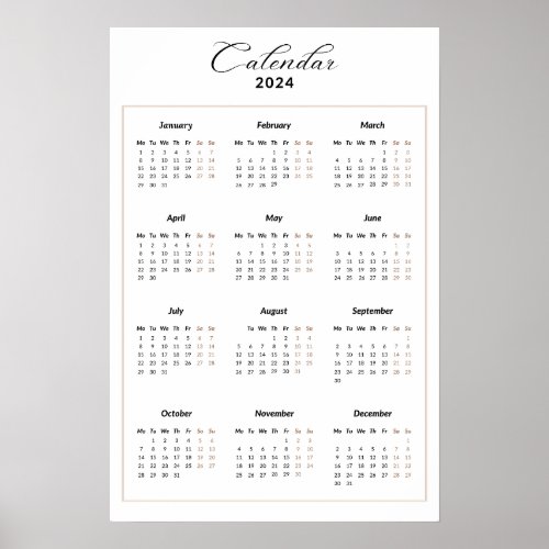 Minimalistic Calendar for 2024 Poster