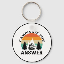 Minimalistic 'Camping is the Answer' Keychain