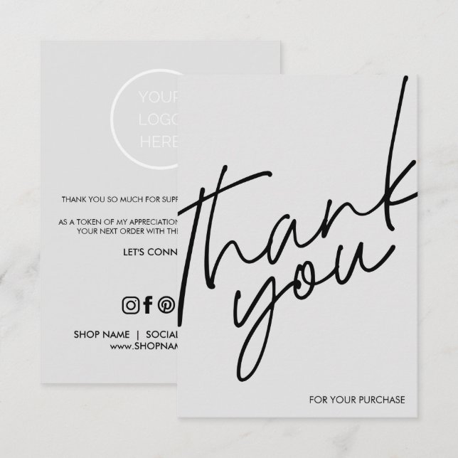 Minimalistic Cards Small Business Thank You Cards (Front/Back)