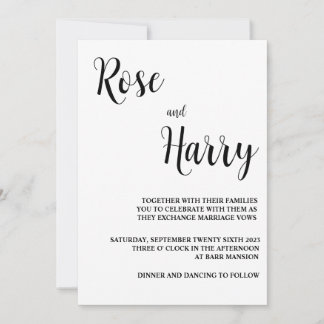 Minimalistic casual wedding invitation